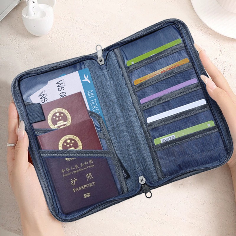 Zippered Card Case Travel Organizer Business Style Passport Holder