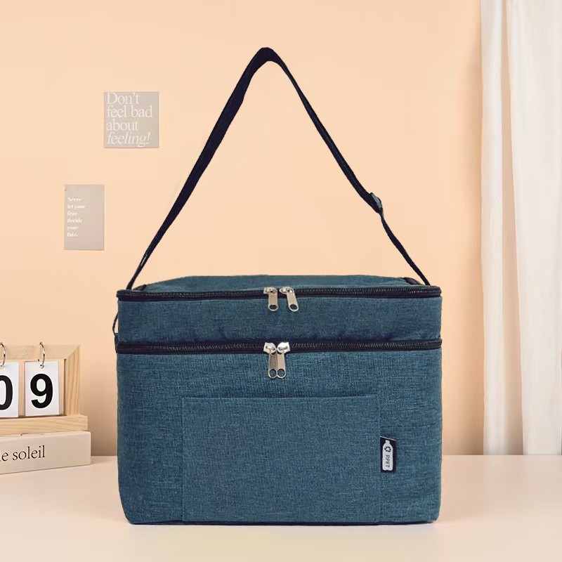 Dual-Layer Thermal Lunch Bag with Waterproof Partition Customizable LOGO and Leopard Pattern