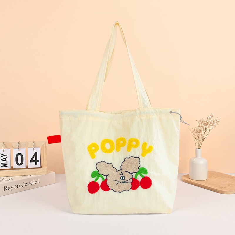 Custom Nylon Drawstring Tote Bag Quick-Dry Elastic Closure Carryall Customizable with Logo