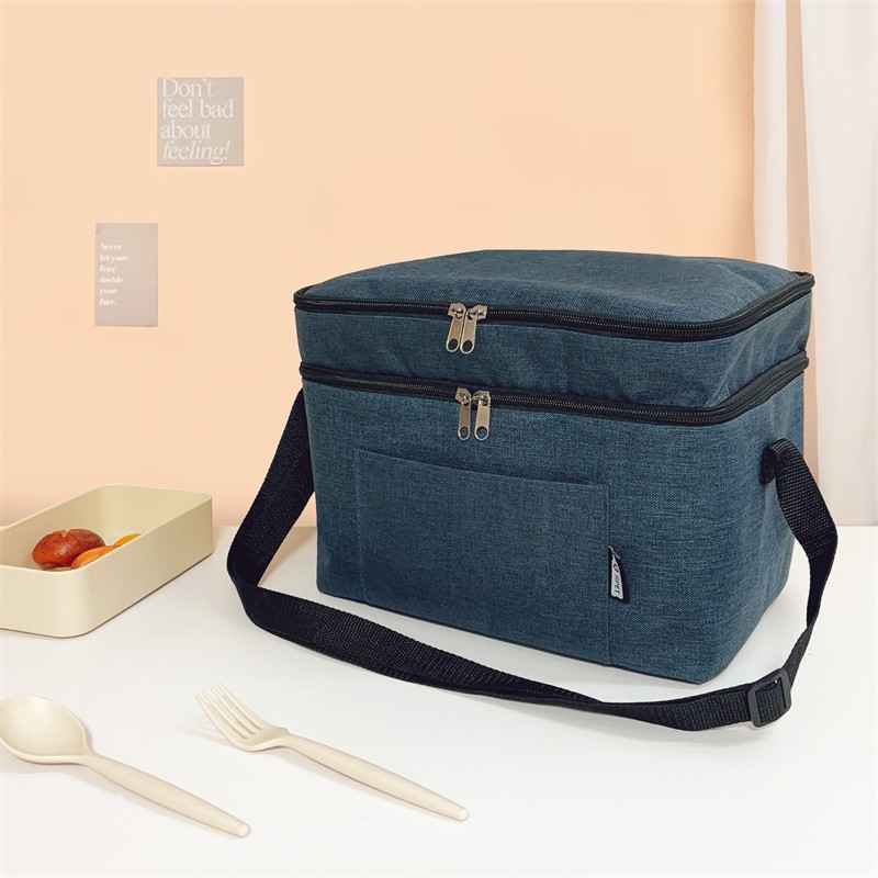Dual-Layer Thermal Lunch Bag with Waterproof Partition Customizable LOGO and Leopard Pattern