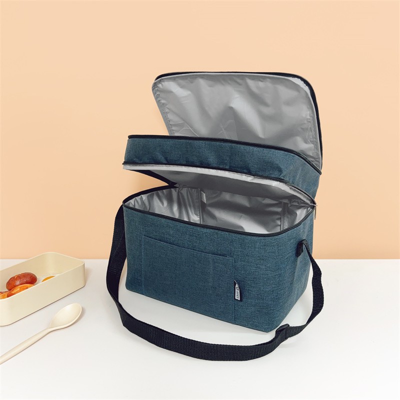 Dual-Layer Thermal Lunch Bag with Waterproof Partition Customizable LOGO and Leopard Pattern
