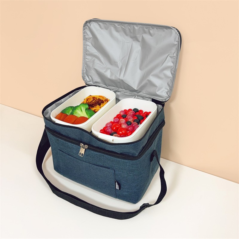Dual-Layer Thermal Lunch Bag with Waterproof Partition Customizable LOGO and Leopard Pattern