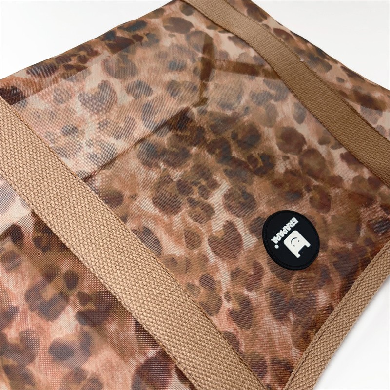 Customized Polyester Mesh Tote Bag Zipper Breathable Woven Shopping Handled Bag