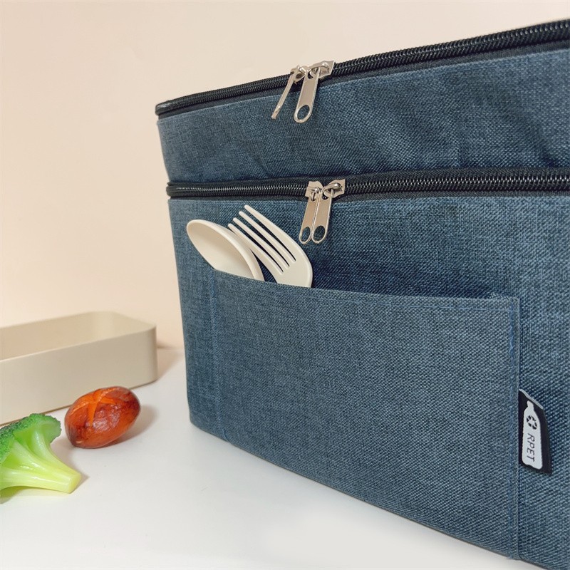 Dual-Layer Thermal Lunch Bag with Waterproof Partition Customizable LOGO and Leopard Pattern