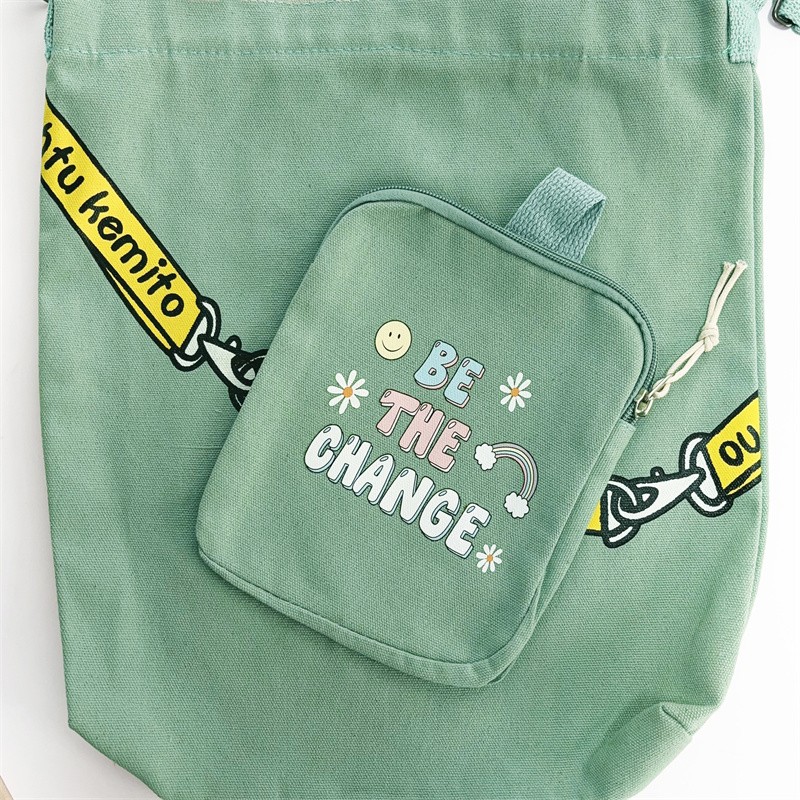 Convertible Crossbody Canvas Tote Angled Zipper Pocket Fashionable Shopping Bag